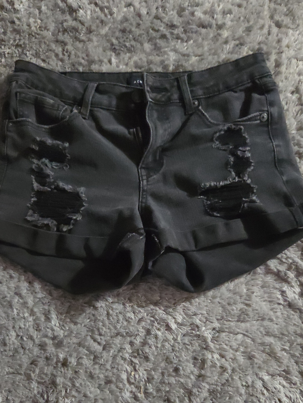 Aeropostale Black Distressed Denim Cutoff Shorts
